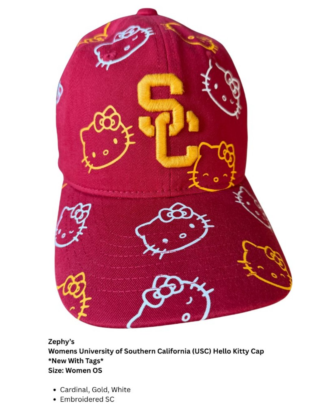 Zephyr USC x Hello Kitty Women’s Cardinal Cap NWT – One Size